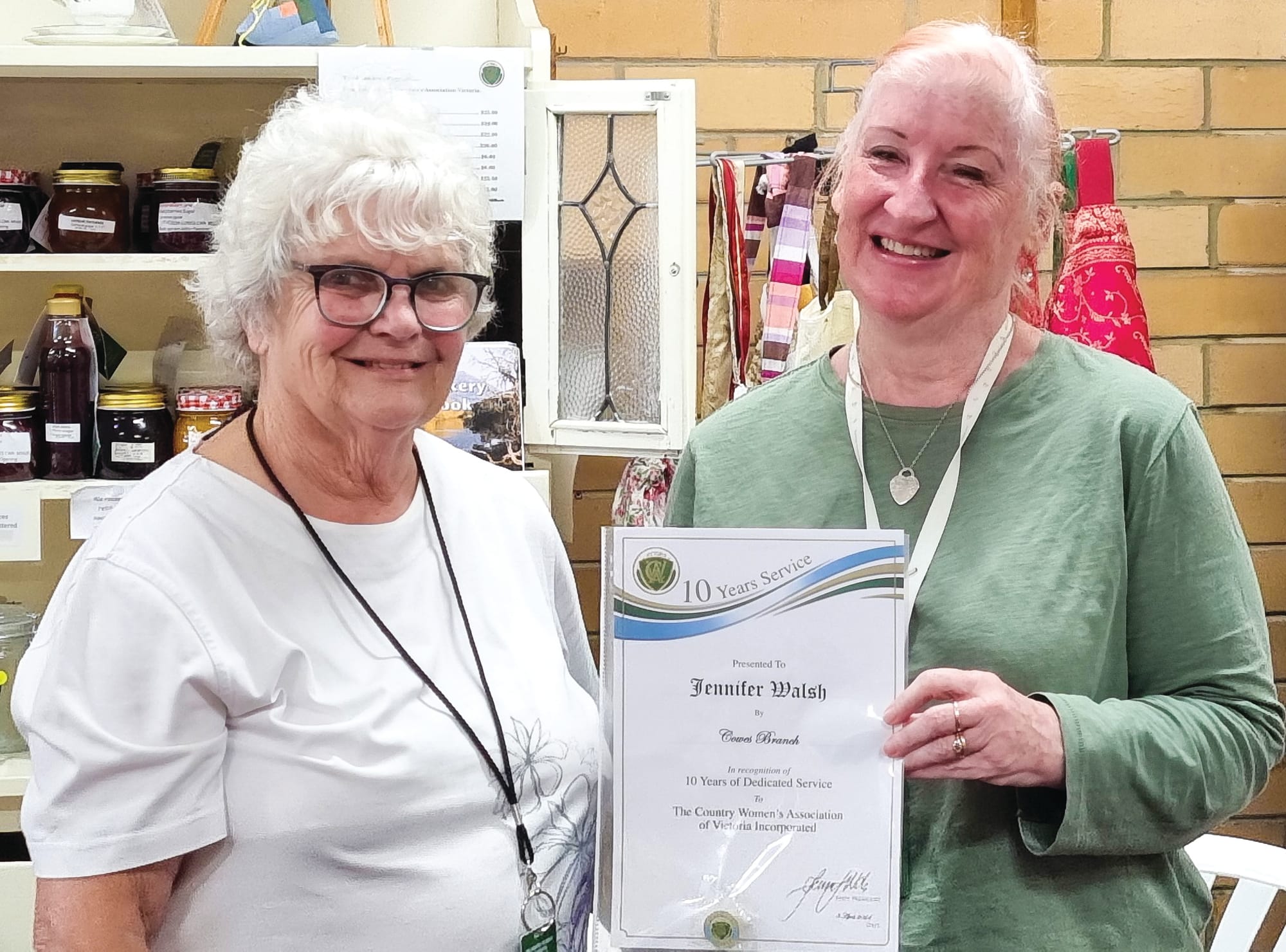Jennifer's decade of service recognised