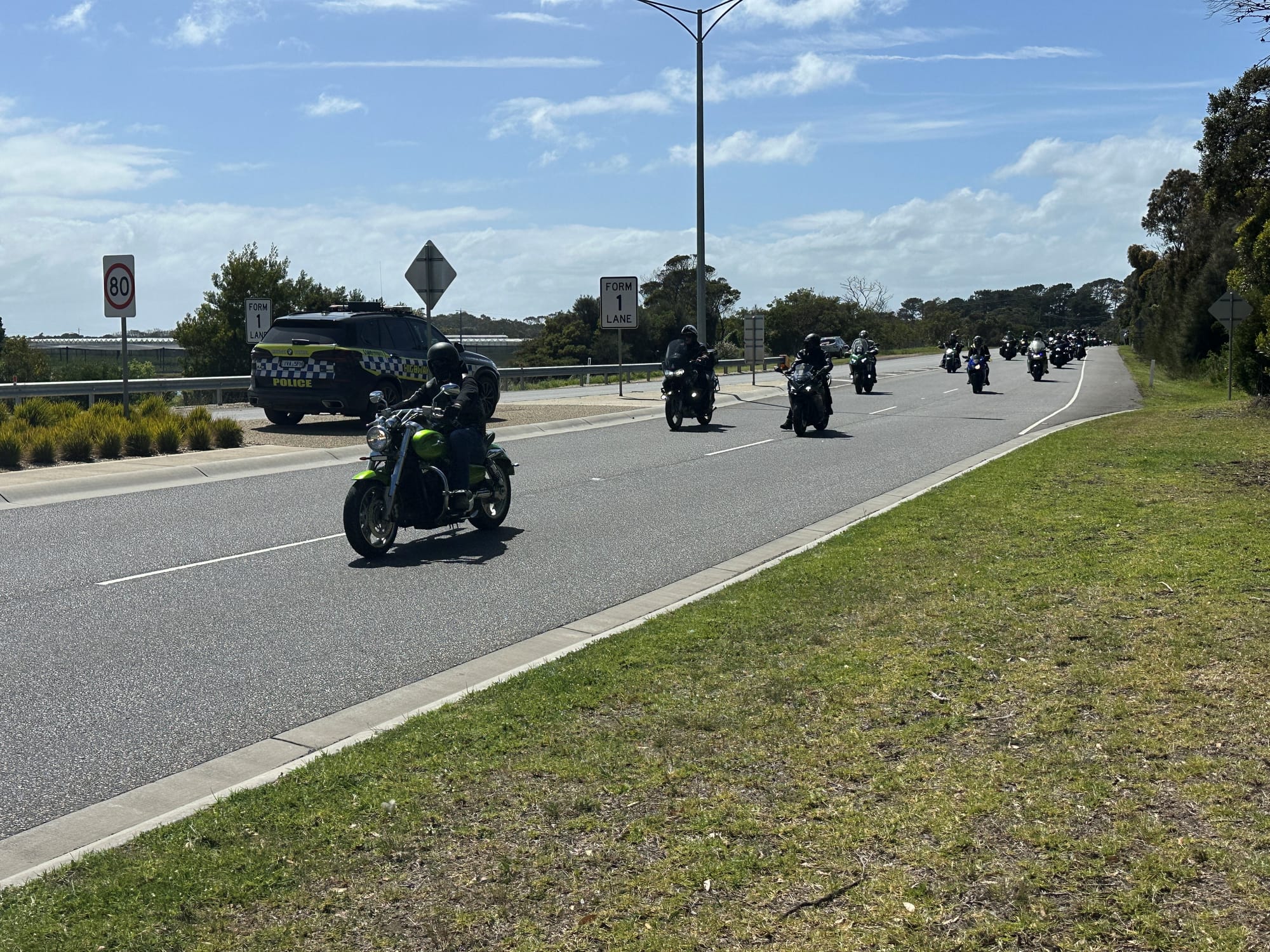 The Community GP Run arrives on the island Saturday morning, with hundreds riding in from Caldermeade Farm.
