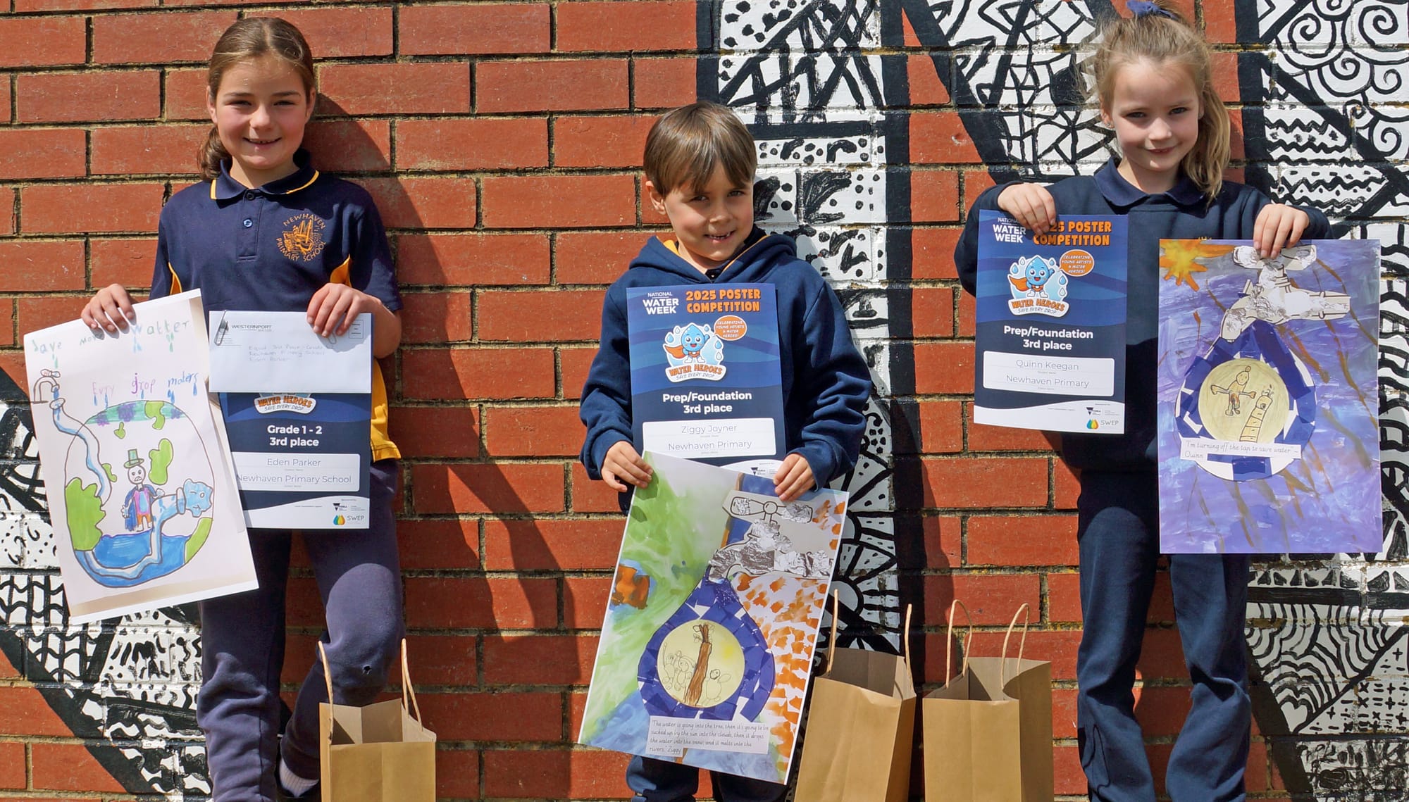 Newhaven Primary School winners, Eden, Ziggy and Quinn.