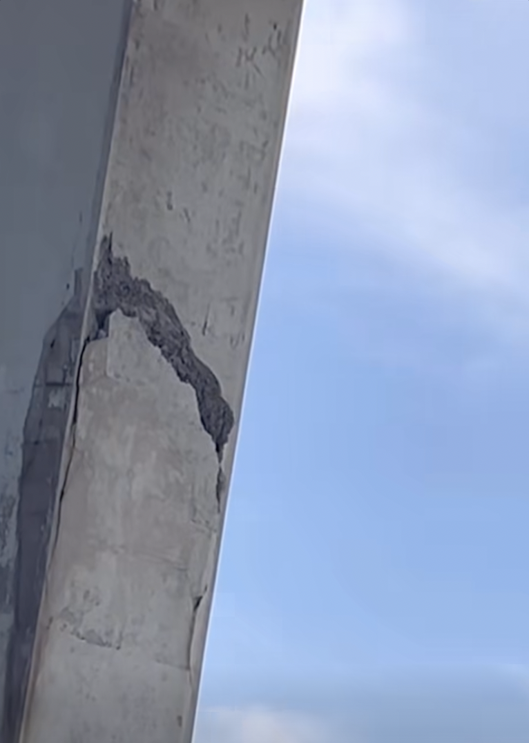 Large chunks dropping from the bridge