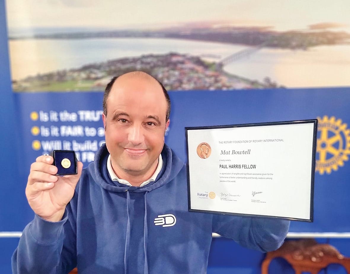 Bowtell recognised with Rotary Paul Harris Fellow Honour