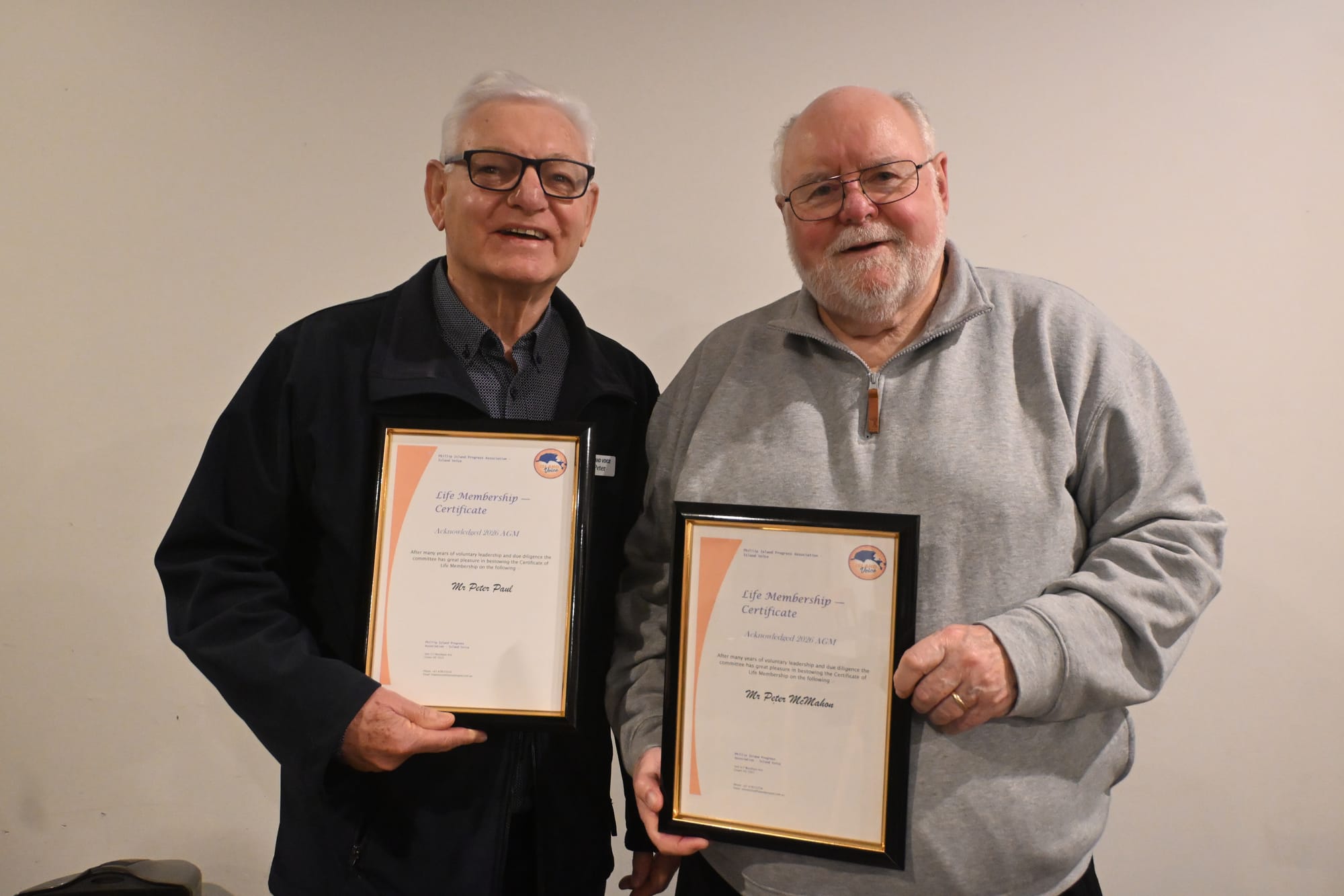 Twin pillars of Island Voice honored