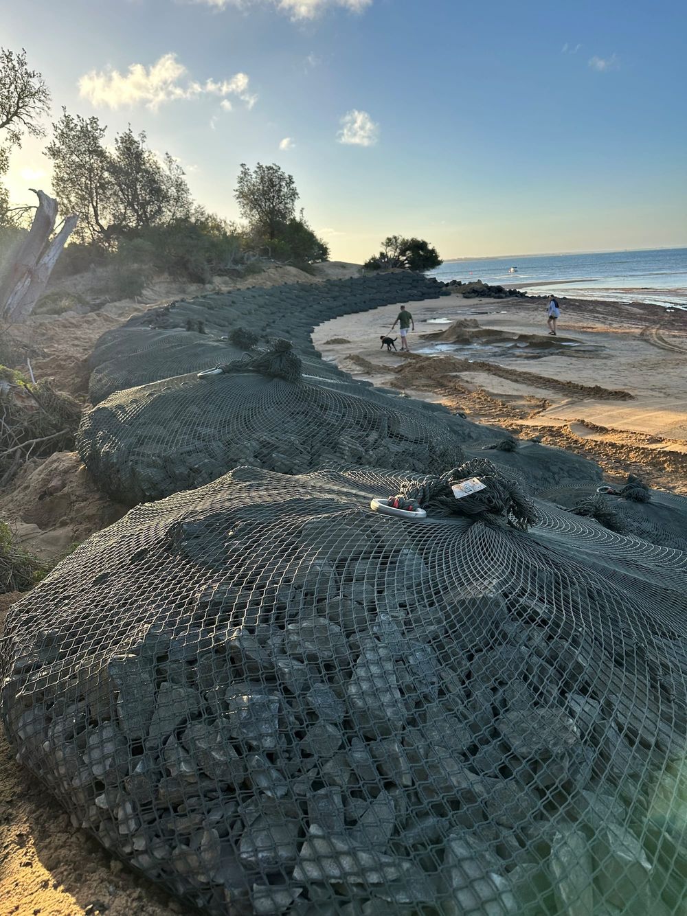 Rock bags line Silverleaves beach post image