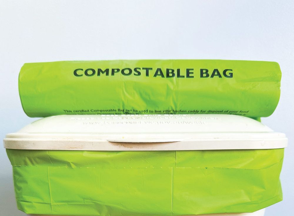 Purple bins in, green compostable liners out post image