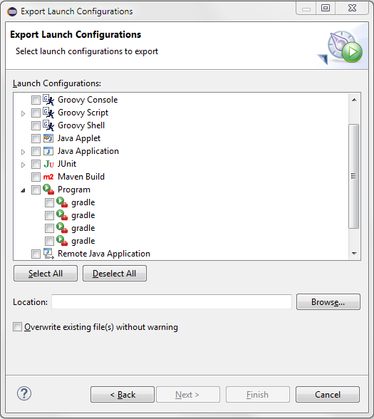 Exporting the eclipse launch configuration