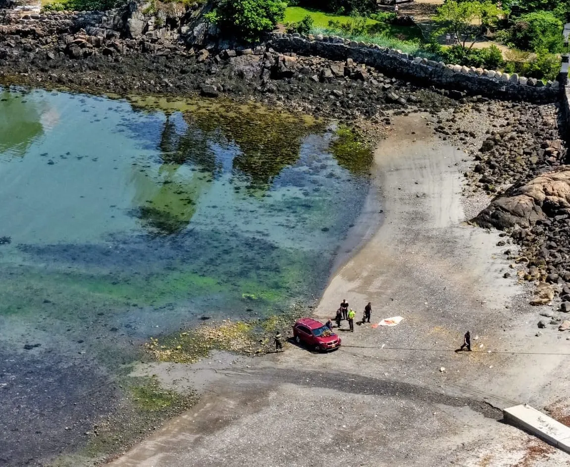 Stolen car submerged off Grace Oliver’s Beach tied to vandalism at Marblehead High football field