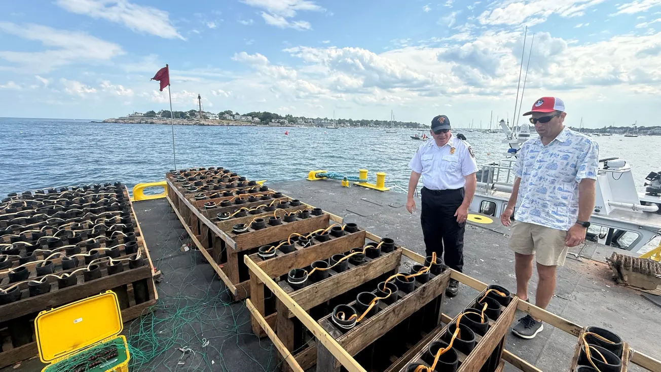 Fire officials inspect barge to clear harbor fireworks for launch