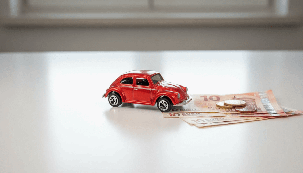 Pendlerpauschale Austria masina roșie pe masă cu euro