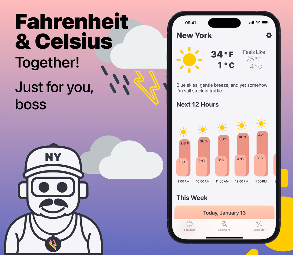 WeatherGO: The Weather App That Shows Fahrenheit and Celsius at the Same Time