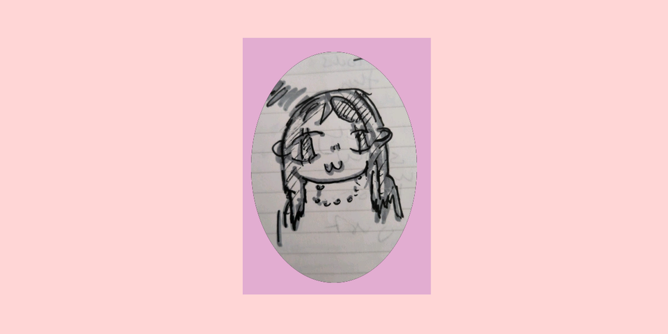 cute girl with a necklace in a little pink circle 
