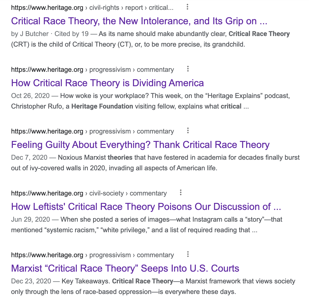 5 headlines about CRT from Heritage in 2020