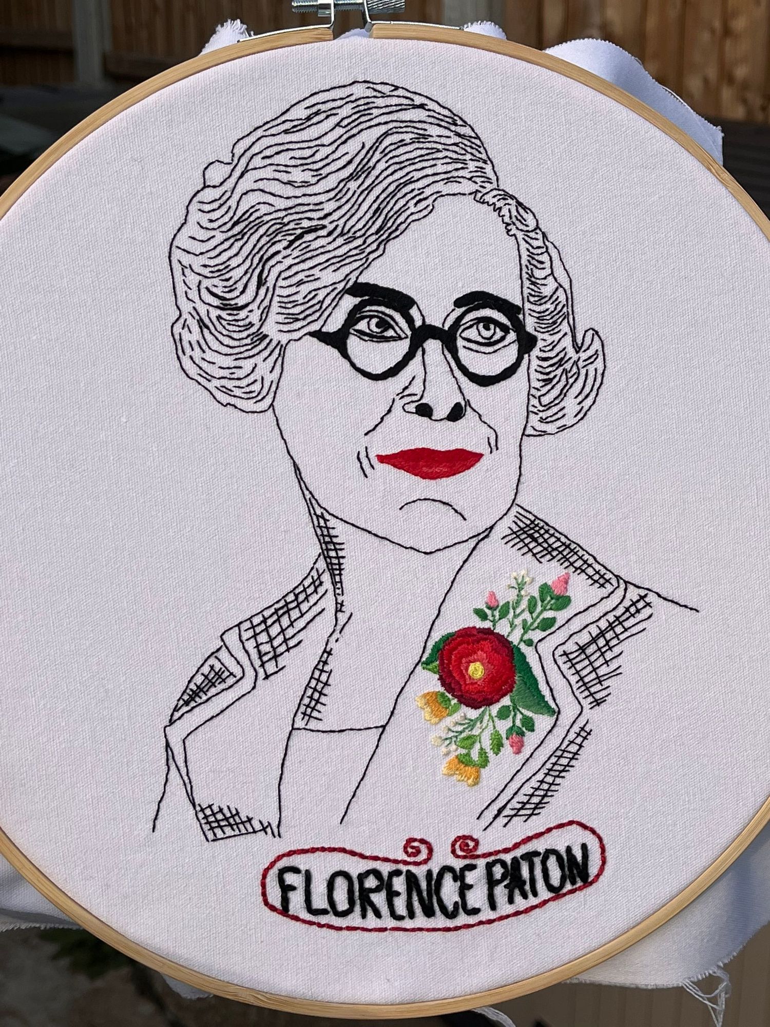 Florence Paton’s embroidered portrait by Tamuna from StitchesNThreads