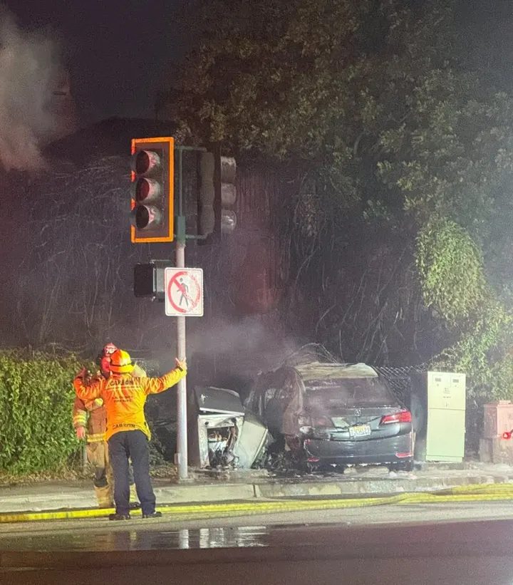Driver Arrested on Suspicion of DUI After Crash Sparks Fire Near 210 Freeway in La Verne