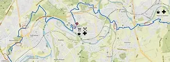 Carte d'un tronçon du GR412 présentant les endroits pour se ravitailler en eau