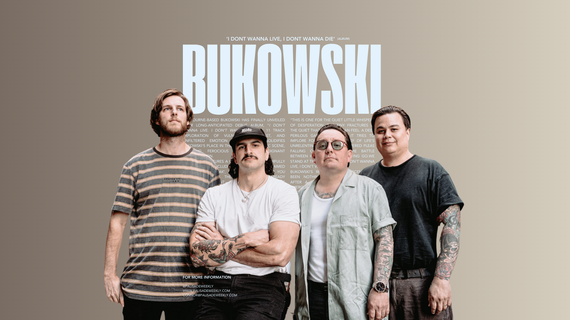 Bukowski Unleashes Raw Emotion in Debut Album: I Don’t Wanna Live. I Don’t Wanna Die.