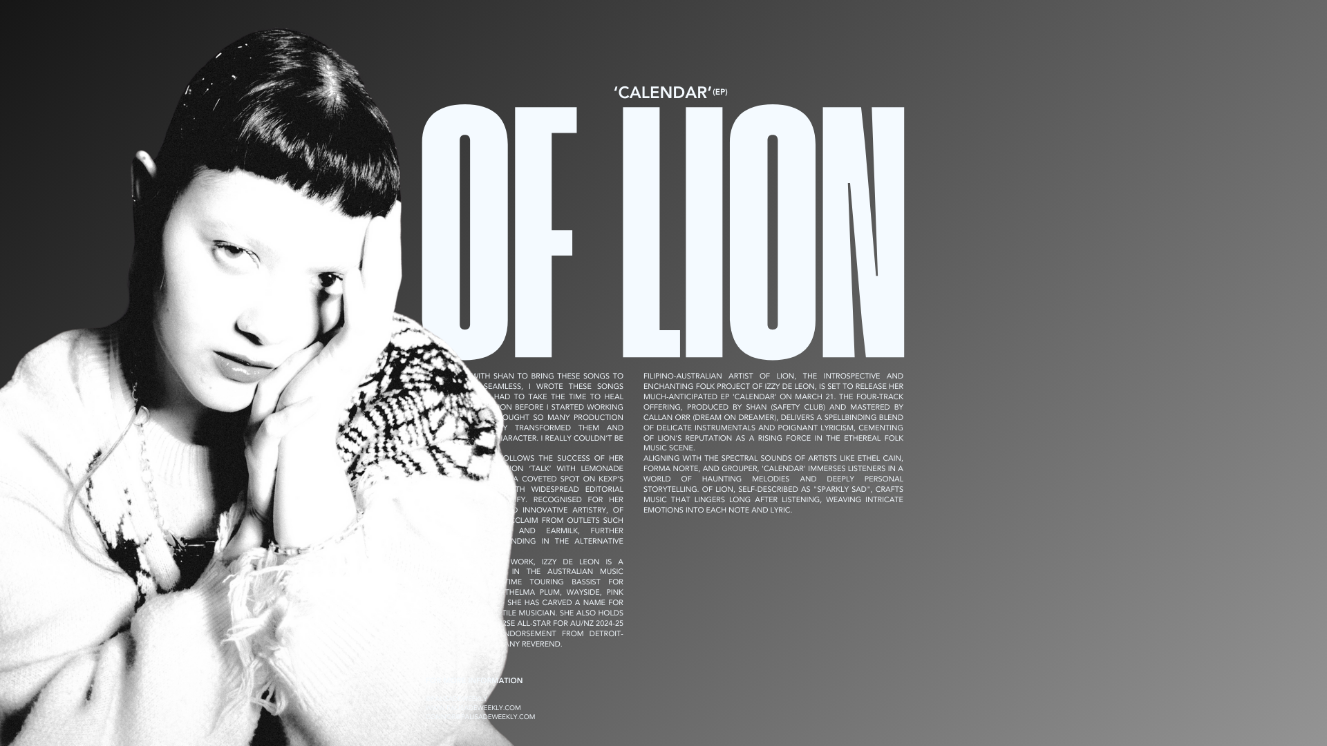 Ethereal Folk Artist Of Lion Unveils Haunting New EP 'Calendar'