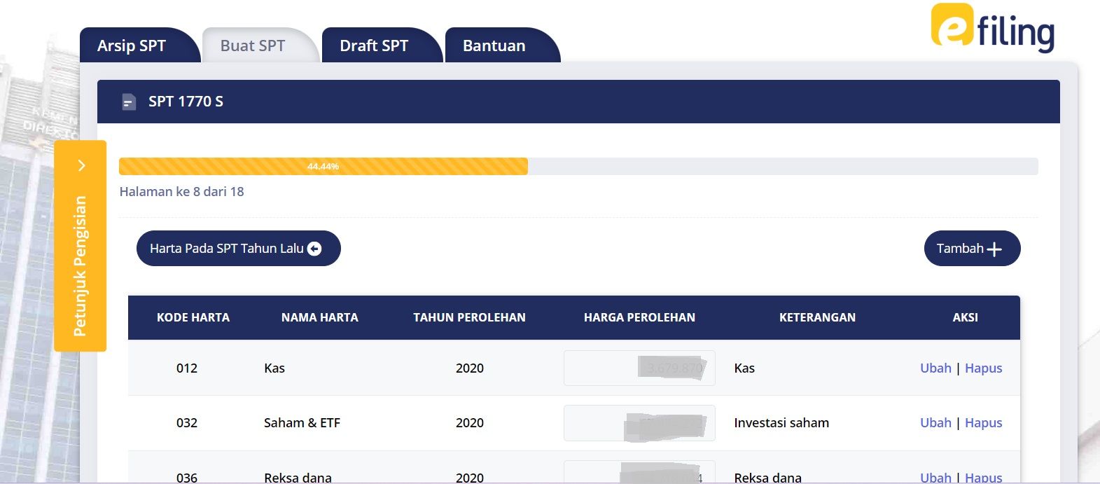 Lapor pajak tahap 9.