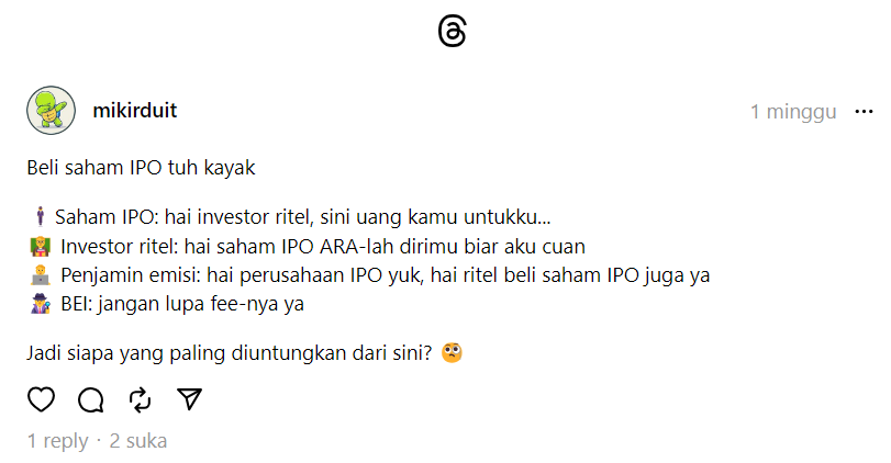 siapa yang diuntungkan dari saham IPO?