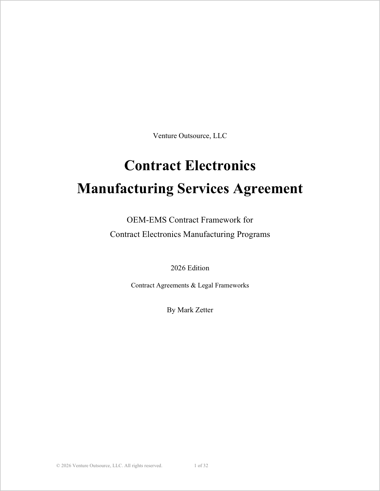 Contract Electronics Manufacturing Services Agreement