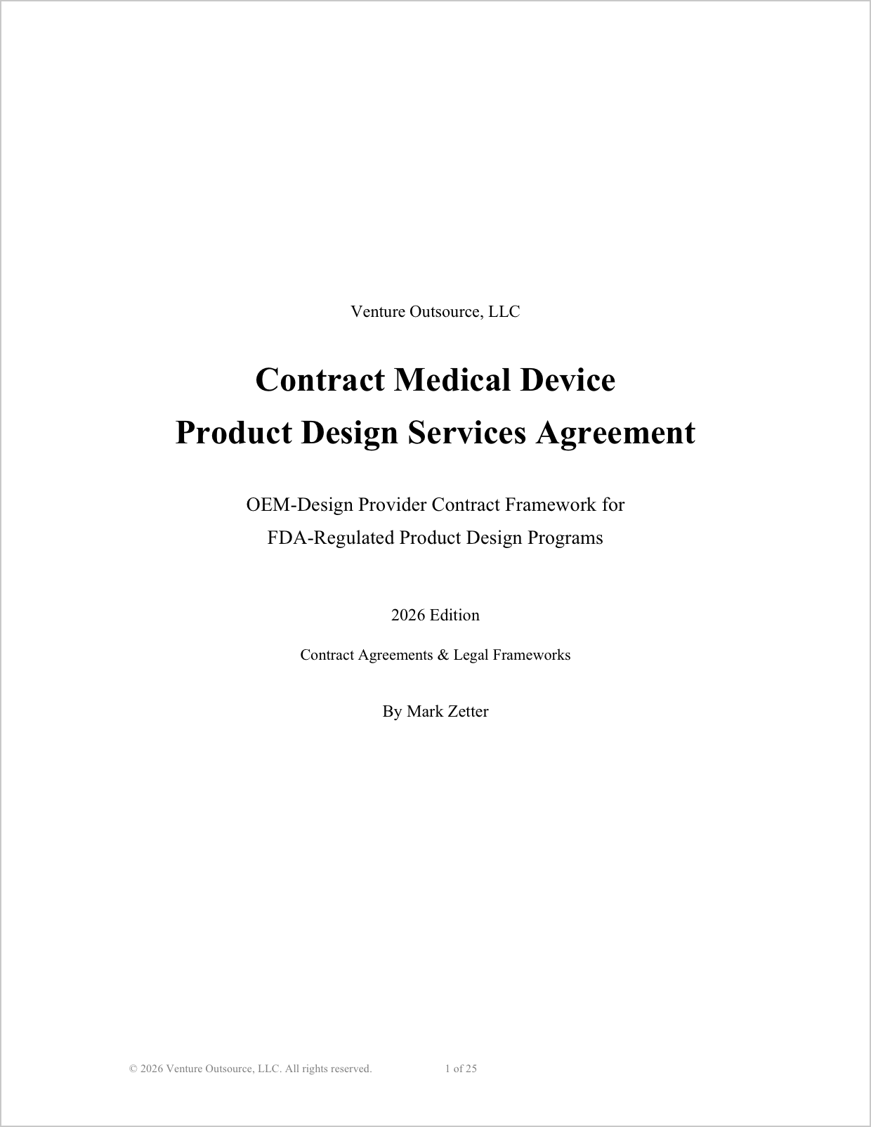 Contract Medical Device Product Design Services Agreement
