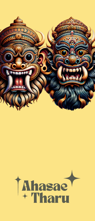 Myths and samsara teaser image featuring two yaksha/demons.