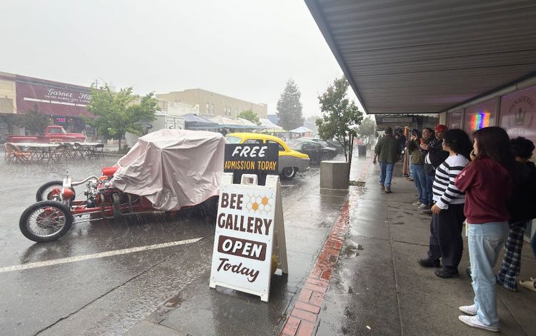 Cars, crowds and a midday thunderstorm at downtown Orland’s Honey & Hot Rods
