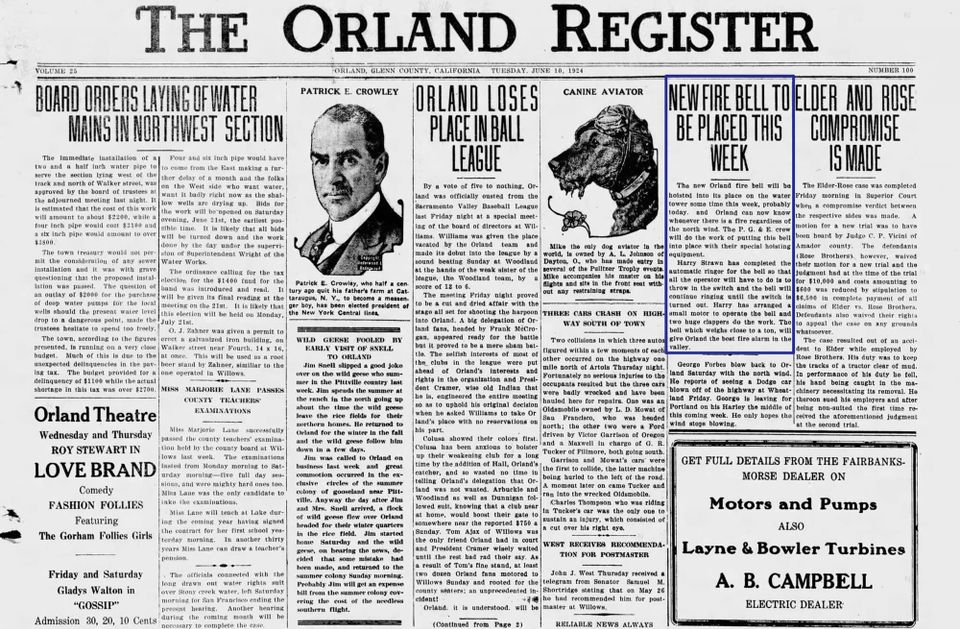 The Bell That Wouldn't Sell: What Actually Happened to Orland's 'Revolutionary' 1924 Fire Signal
