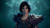 key character artwork from Warlock featuring a dark-haired woman wearing feather-clad armour 