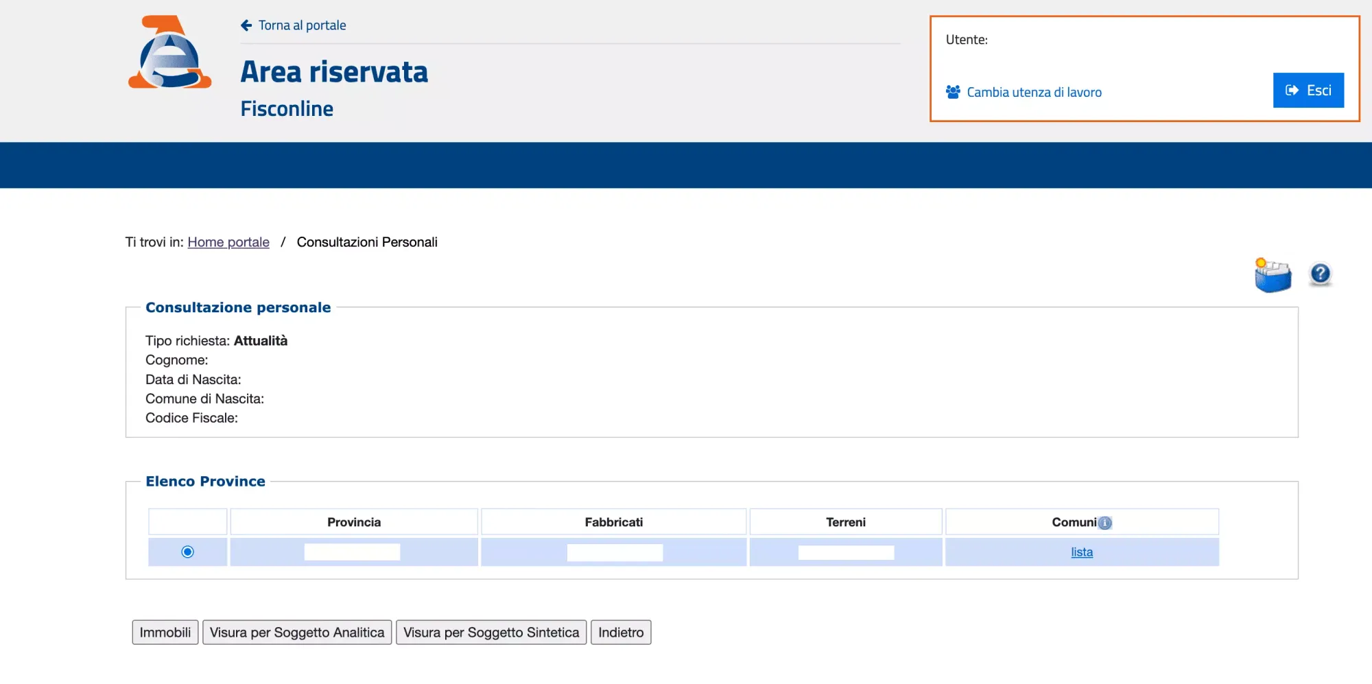 Visura per Soggetto Analitica