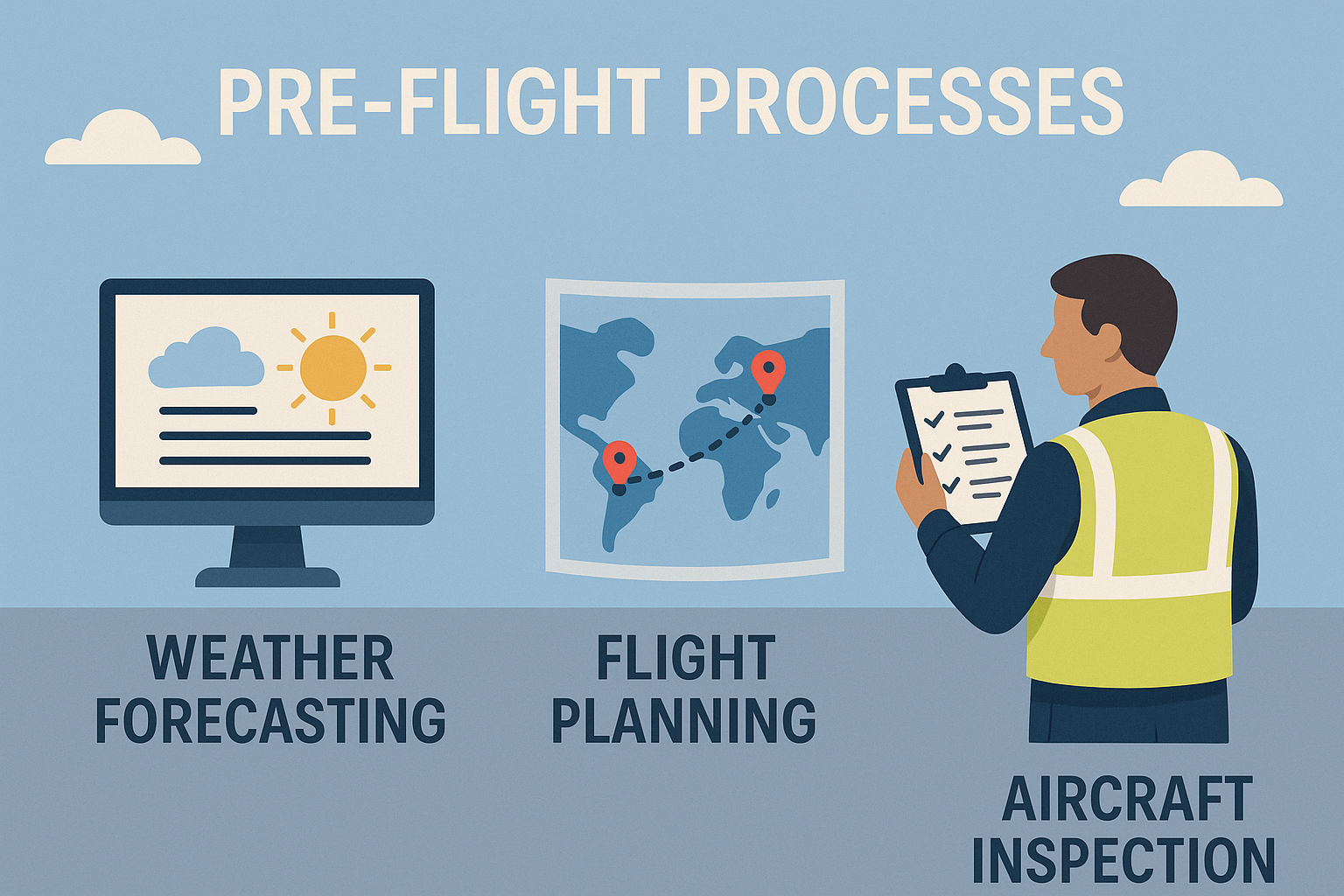 An illustration of Pre Flight Processes