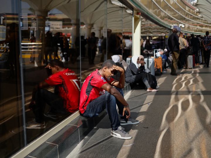 An image showing members of the Kenya Airport Workers Union shouting slogans during a protest outside Jomo Kenyatta International Airport on September 11, 2024.