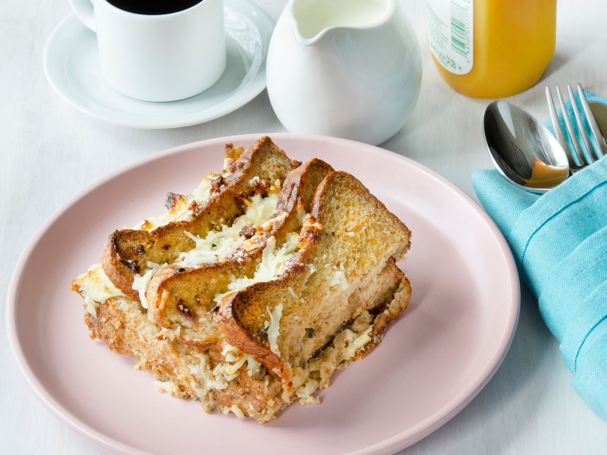 Breakfast Strata Casserole with Chicken Sausage