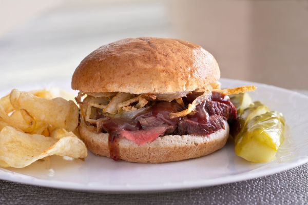BBQ Grilled Brisket Slider and Crispy Onions