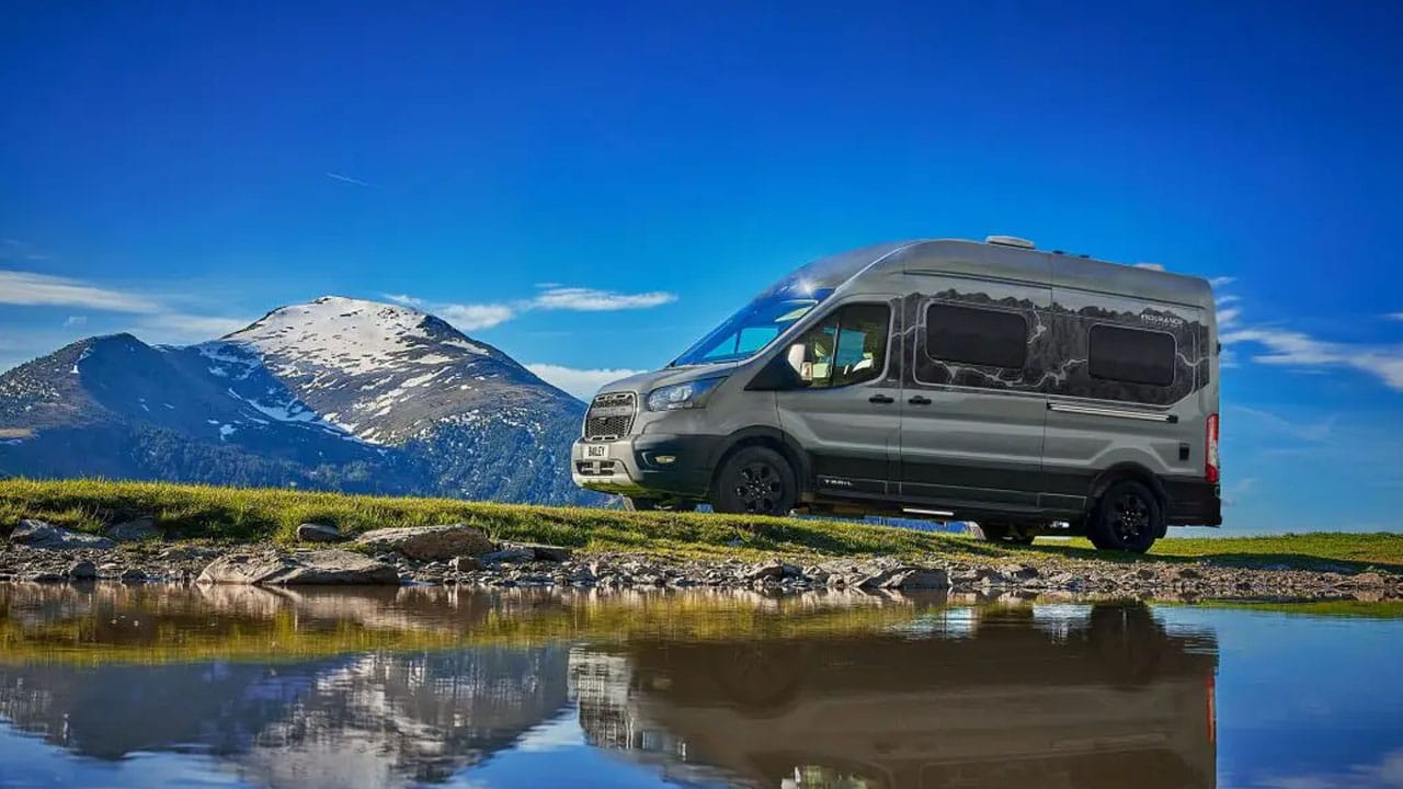 The E62 next to some mountains