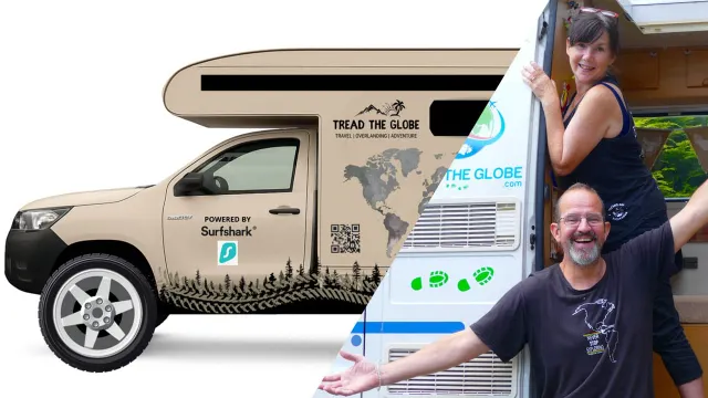 Chris and Marianne over a snippet of the design for their new truck