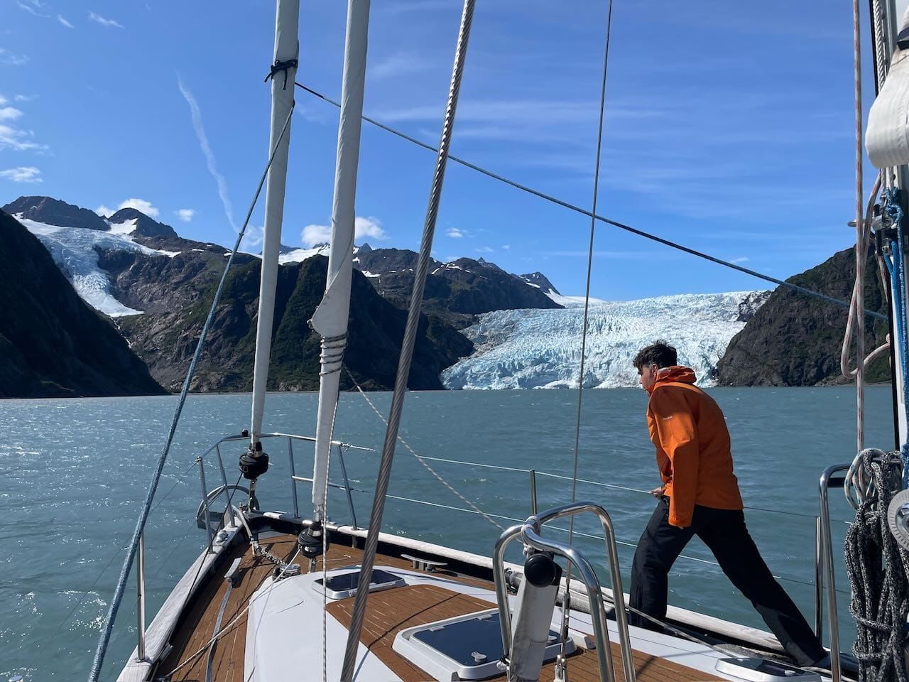 Sailing toward a glacier at the edge of the world