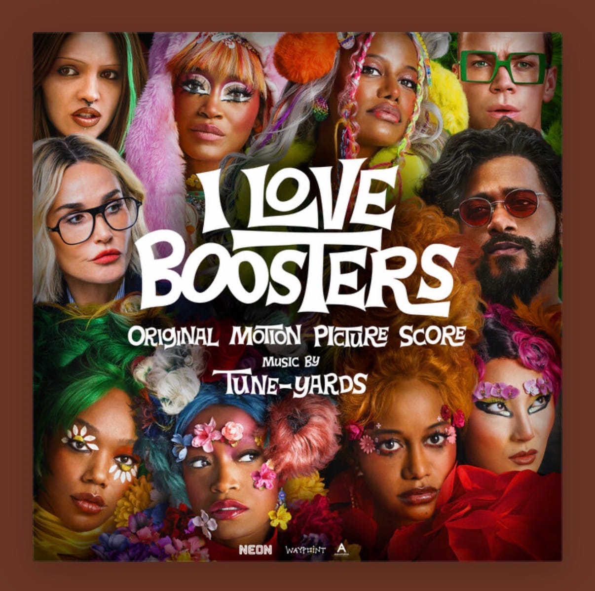 Digital movie poster-as-album cover for the ‘I Love Boosters’ original motion picture score, music by Tune-Yards