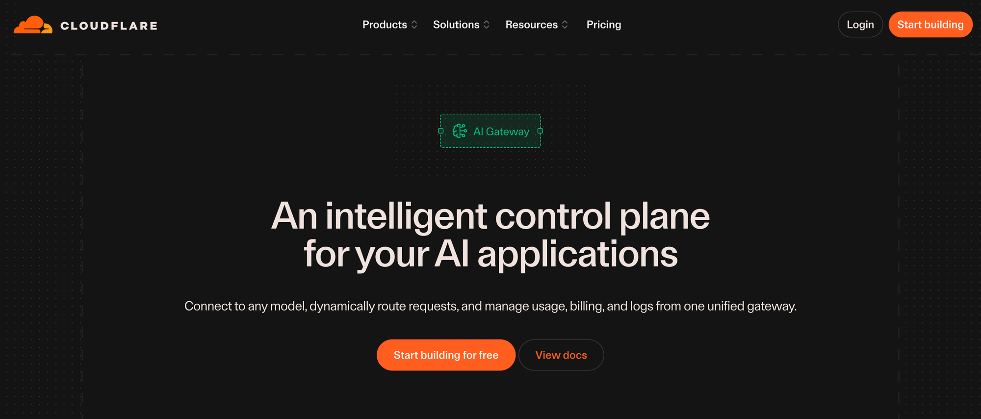 Cloudflare AI Gateway Homepag