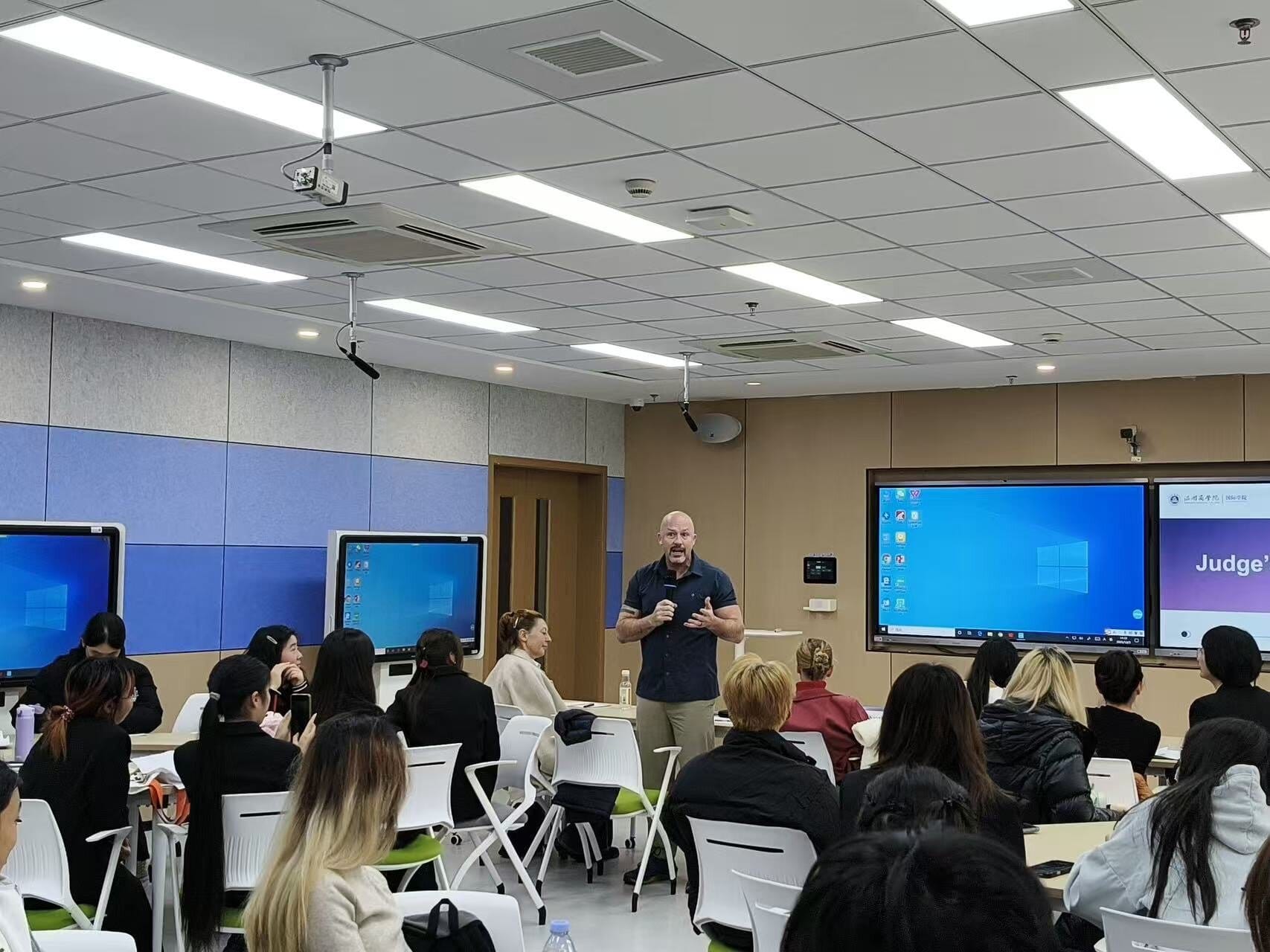 David presenting to a classroom