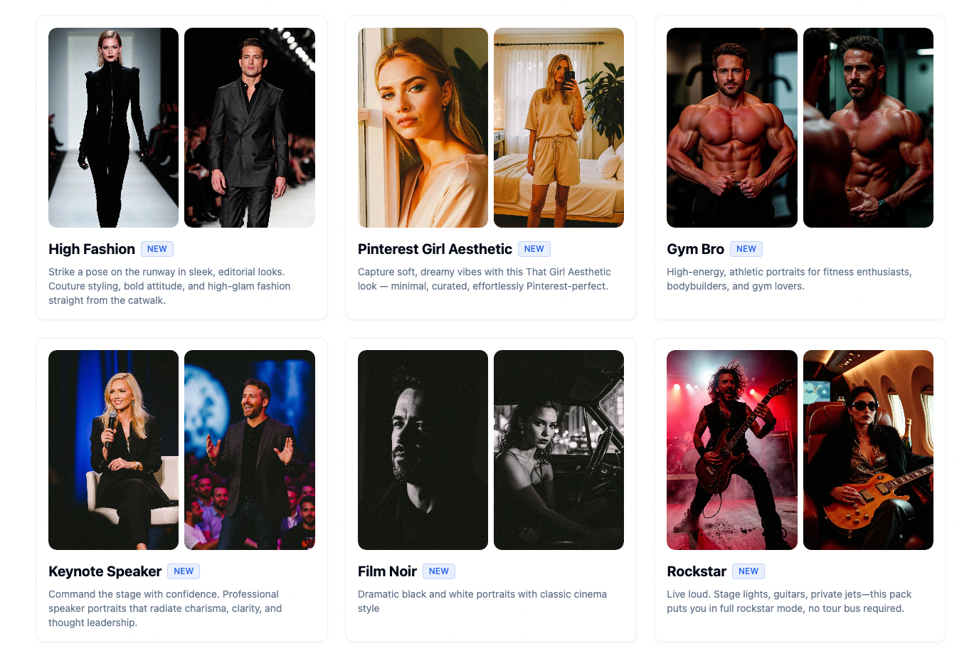 Just a few of the 35+ styles you can try on PersonaPixel