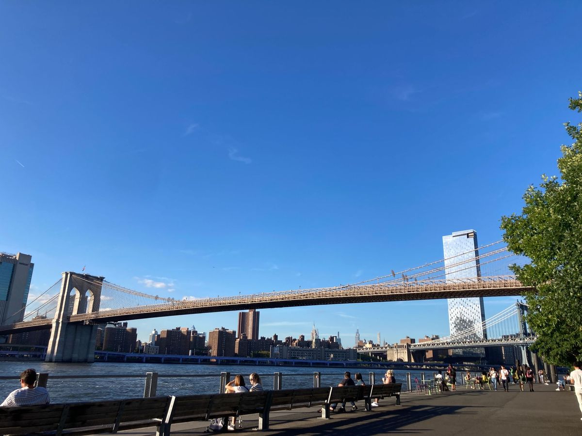 A view of Brooklyn Bridge from Brooklyn Bridge Park Piers