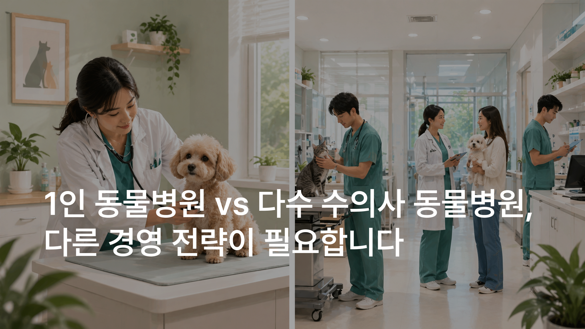 1인 수의사 동물병원 vs 다수 수의사 동물병원, 경영 전략은 이렇게 다릅니다