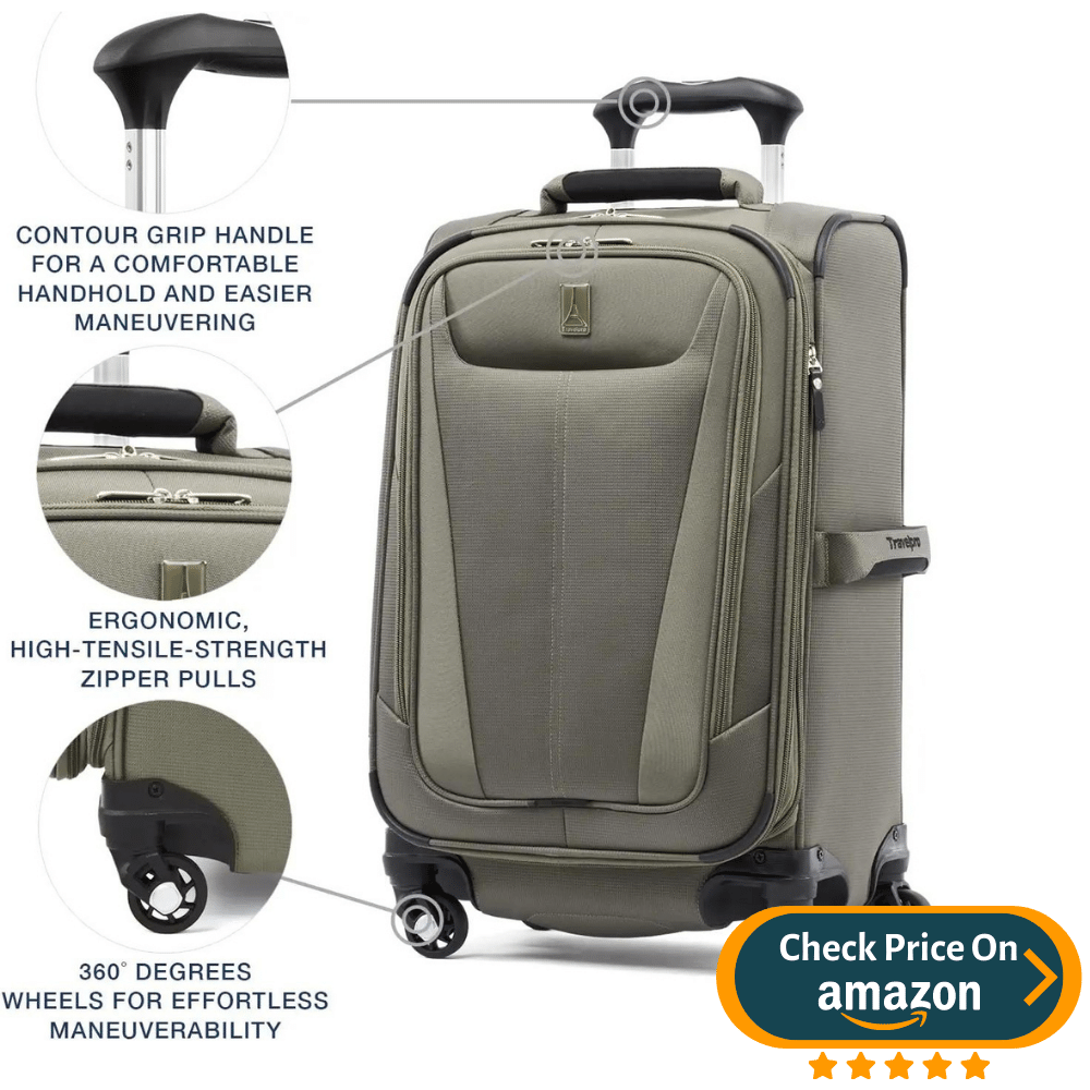 Condition photo showing New/Like New for travelpro maxlite 5 softside expandable luggage with 4 spinner wheels, lightweight suitcase, men and women, slate green, checked-medium 25-inch