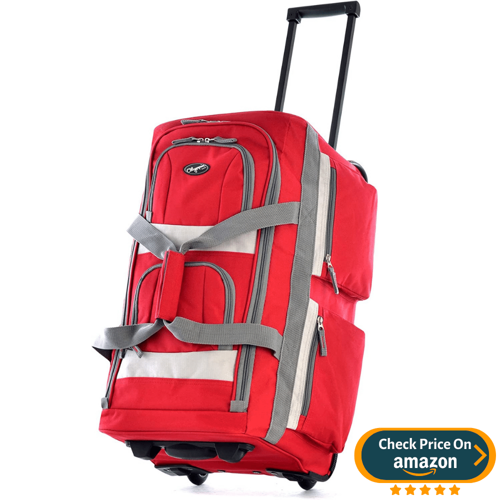 Olympia U.S.A. 8 Pocket Rolling Duffel Bag, Red, 22 inch
