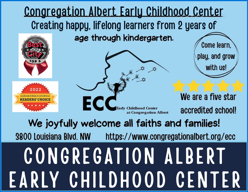 CONGREGATION ALBERT EARLY CHILDHOOD CENTER - 2 years through Kindergarten - Register Anytime - We Joyfully Welcome all Faiths and Families! BEST OF THE CITY Top FIVE
