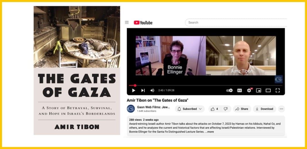 "The Gates of Gaza" Israeli Journalist and Author Amir Tibon interviewed by Bonnie Ellinger - video and transcript