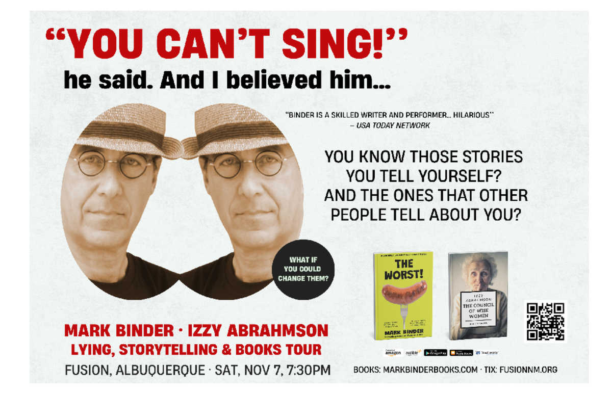 Storytellers of New Mexico and The NM Jewish Storytelling Festival bring Mark Binder to Fusion Nov 7th