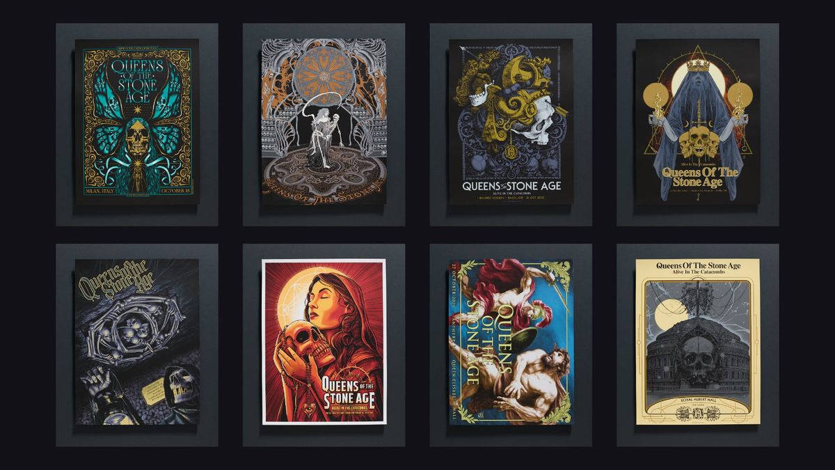Queens of the Stone Age: European 'Catacombs Tour' posters 2025.
