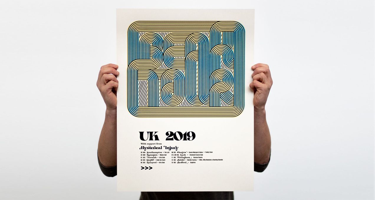BEAK> UK tour 2019 posters, designed and screen printed in-house at White Duck Editions.