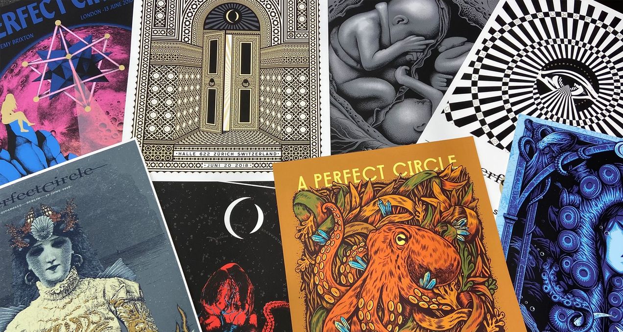 Posters for A Perfect Circle’s 2018 European Tour.